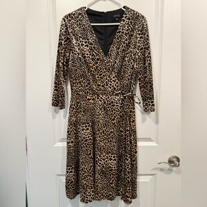 Chic Leopard Long Sleeve Velvet Dress